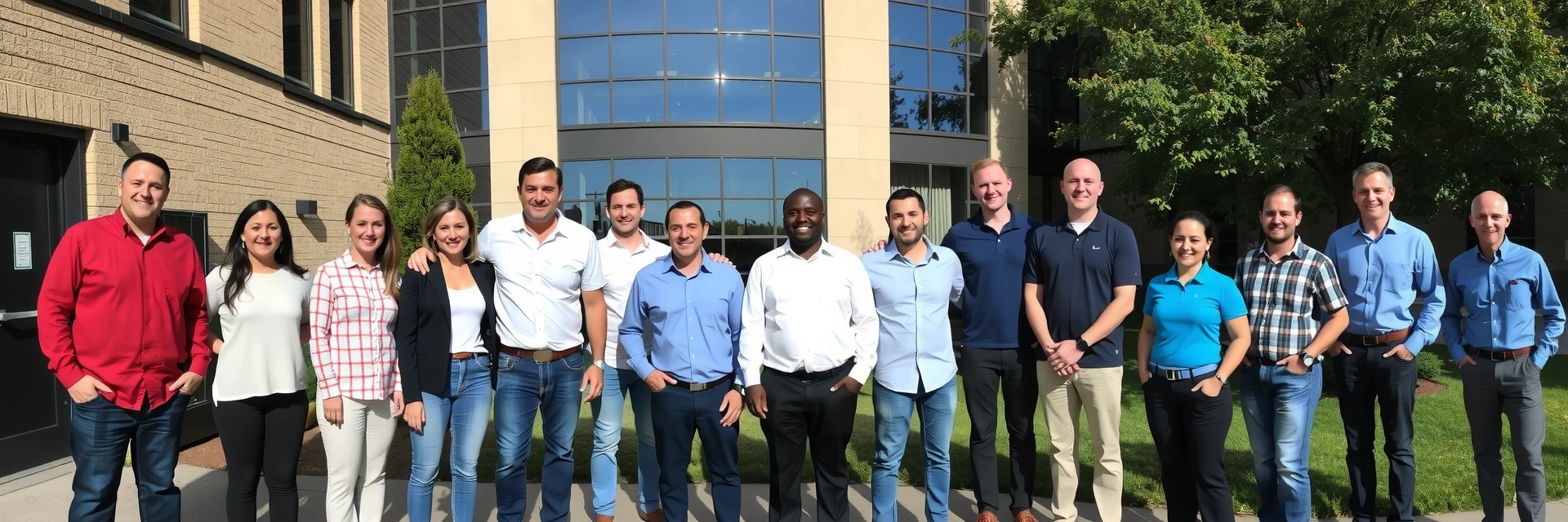 Týmová fotografie celého týmu weblayer, všichni se usmívají a vypadají sehraně.