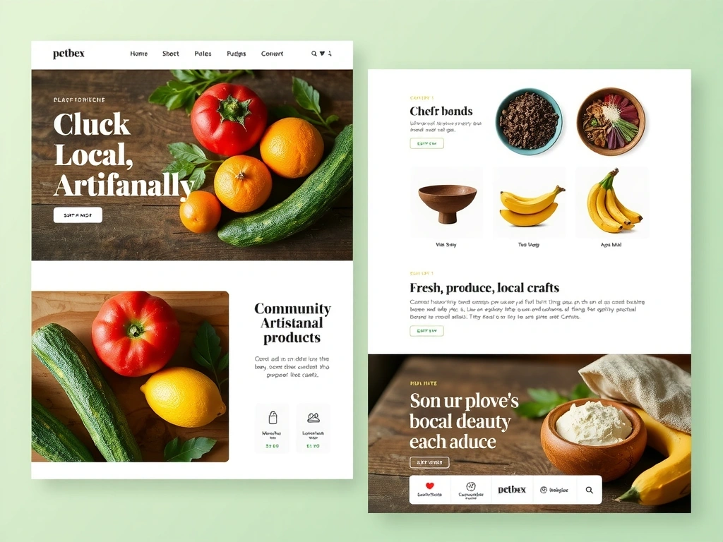 Snímky obrazovky z e-shopu s lokálními produkty