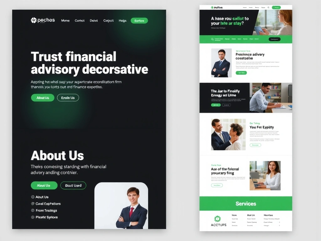 Snímky obrazovky z firemního webu pro finanční poradenství